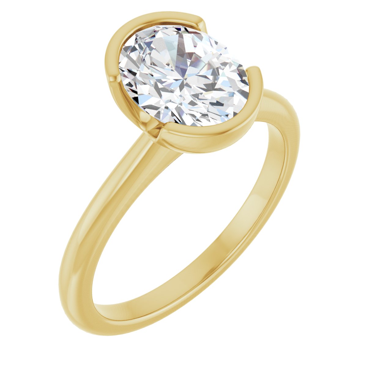 Solitaire Half-Bezel Engagement Ring