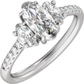 Claw-Prong Three-Stone Engagement Ring