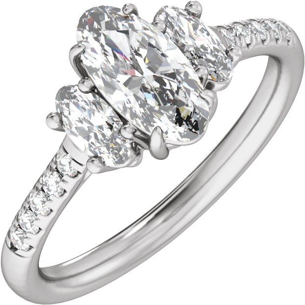 Claw-Prong Three-Stone Engagement Ring