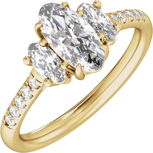 Claw-Prong Three-Stone Engagement Ring