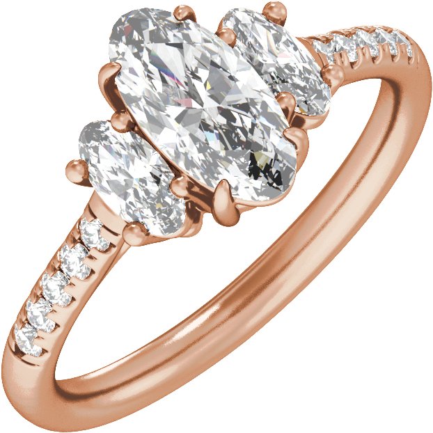 Claw-Prong Three-Stone Engagement Ring