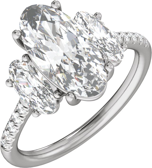 Claw-Prong Three-Stone Engagement Ring