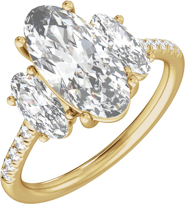 Claw-Prong Three-Stone Engagement Ring