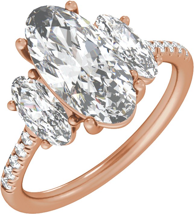 Claw-Prong Three-Stone Engagement Ring