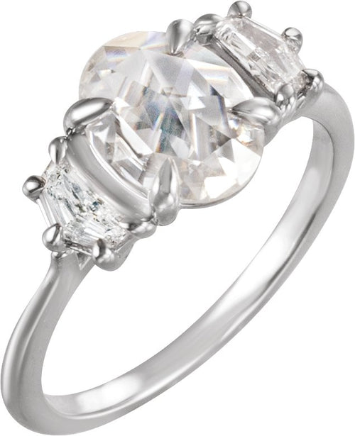 Claw-Prong Three-Stone Engagement Ring
