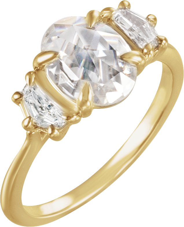 Claw-Prong Three-Stone Engagement Ring