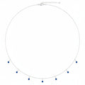 Sterling Silver Lab-Grown Blue Sapphire 5-Stone Station 16-18" Necklace
