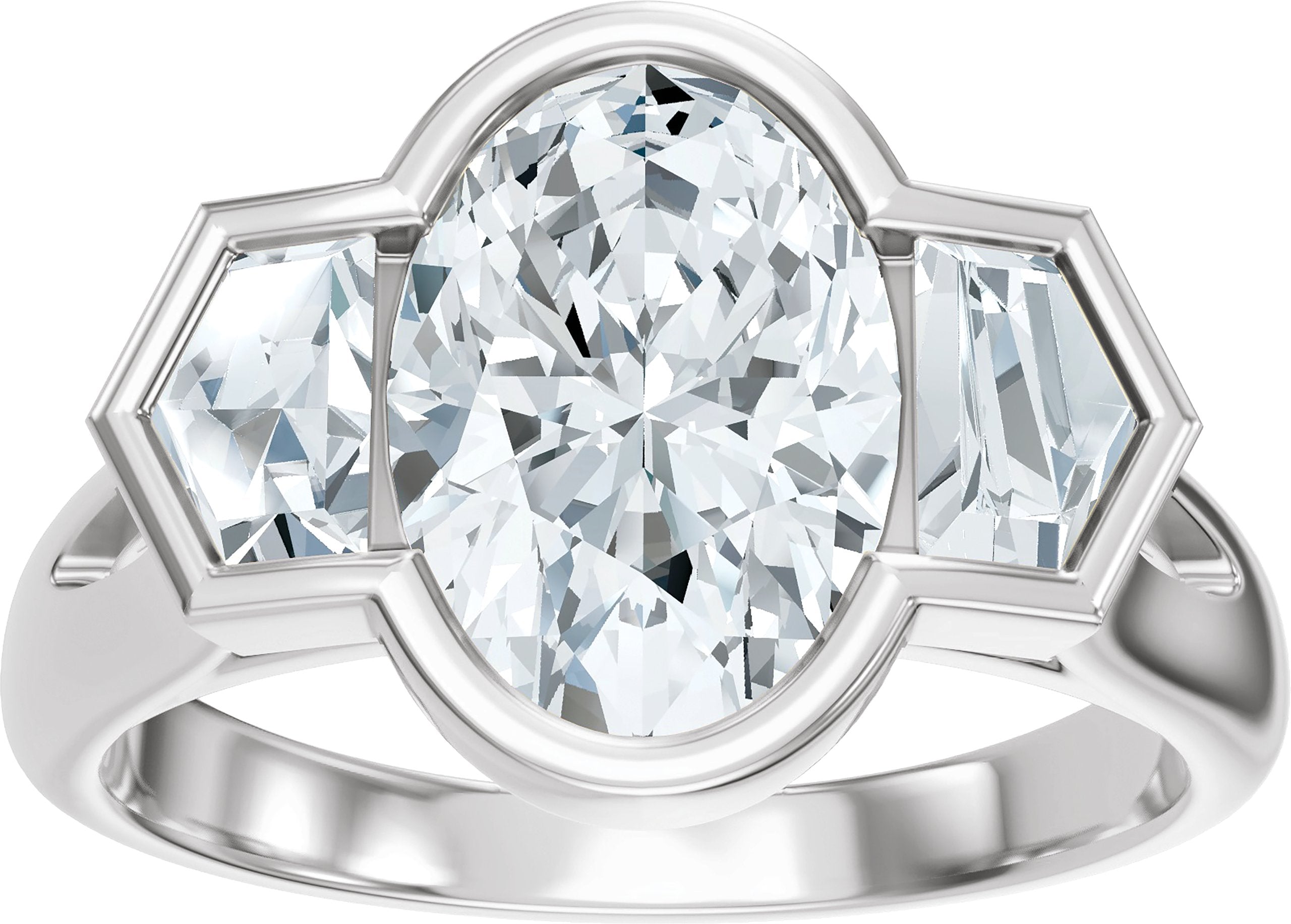 3-Stone Lab-Grown Diamond Engagement Ring
