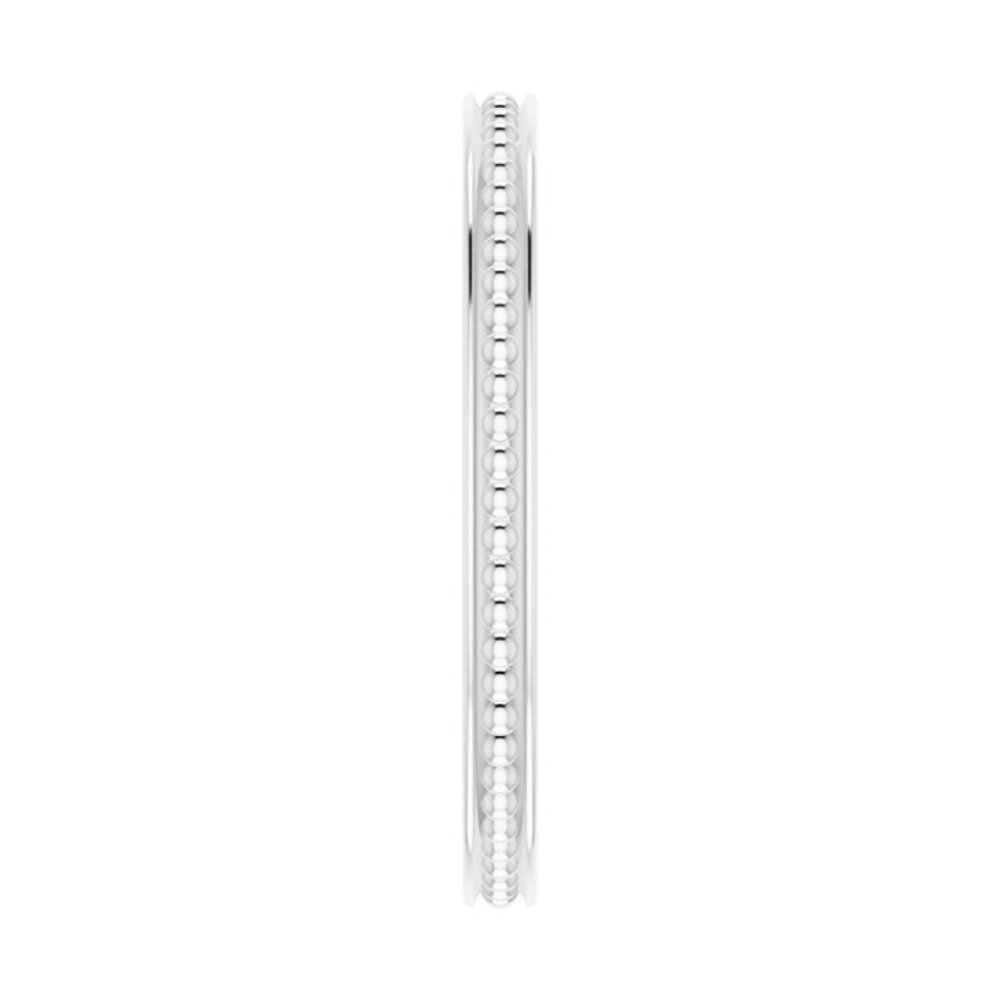 14K White Gold stackable bead ring