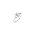 Lab-Grown Diamond Two-Stone Ring - Sterling Silver Emerald Lab-Grown Diamond