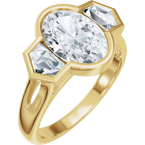 3-Stone Lab-Grown Diamond Engagement Ring Band (Multiple Metal Options)