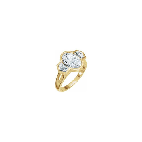 Bezel-Set Three-Stone Engagement Ring