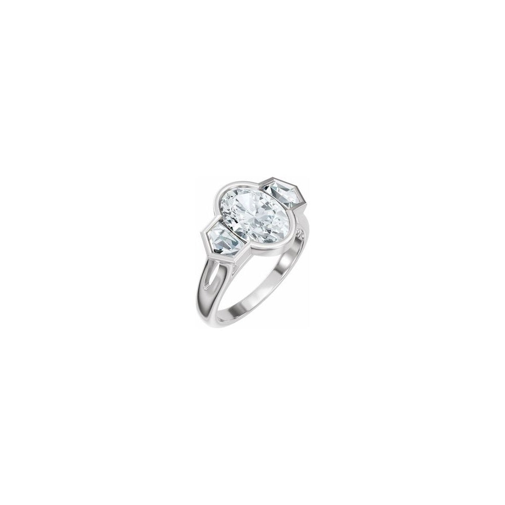 Bezel-Set Three-Stone Engagement Ring