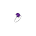 Claw-Prong Solitaire Ring - 14K White Gold Elongated Cushion Natural Amethyst