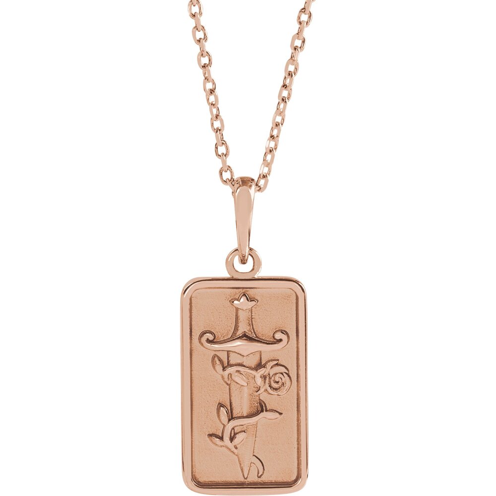 Dagger & Rose Necklace Pendant (Multiple Metal Options)