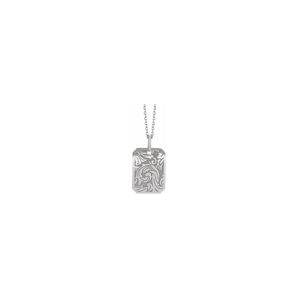 Floral Dog Tag Necklace