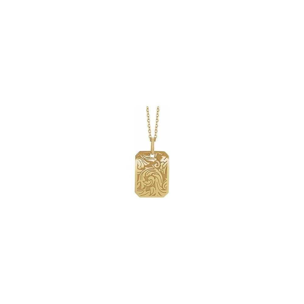 Floral Dog Tag Necklace