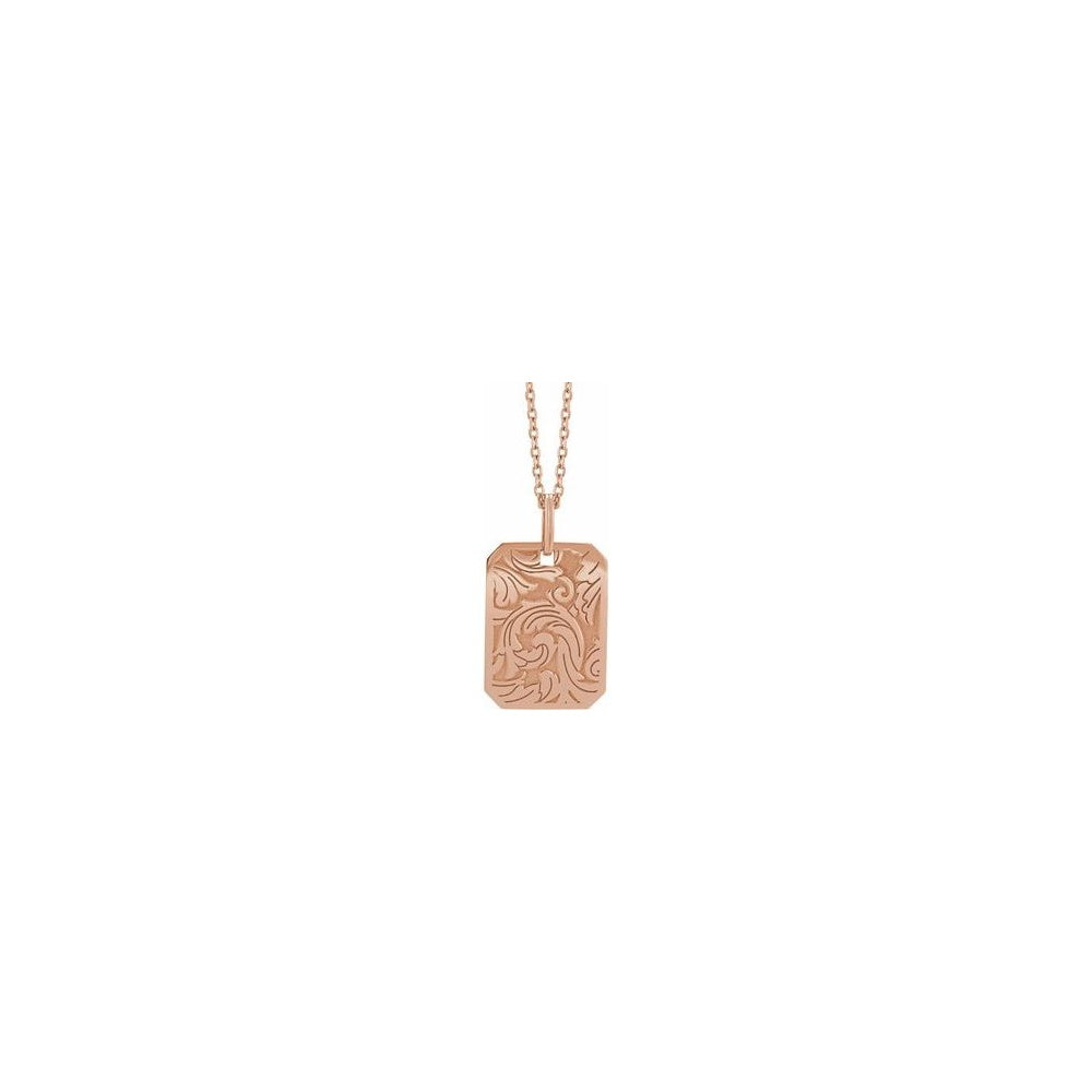 Floral Dog Tag Necklace