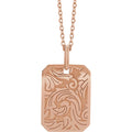 Floral Dog Tag Necklace Pendant (Multiple Metal Options)