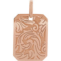 Floral Dog Tag Pendant (Multiple Metal Options)