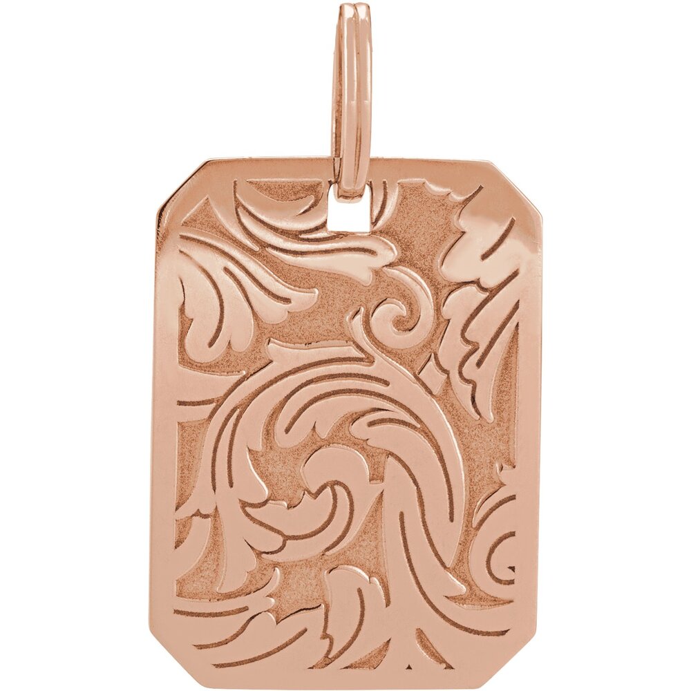Floral Dog Tag Pendant (Multiple Metal Options)