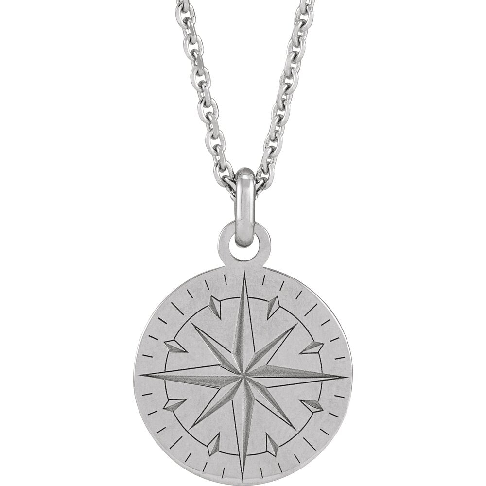 Compass Necklace Pendant (Multiple Metal Options)