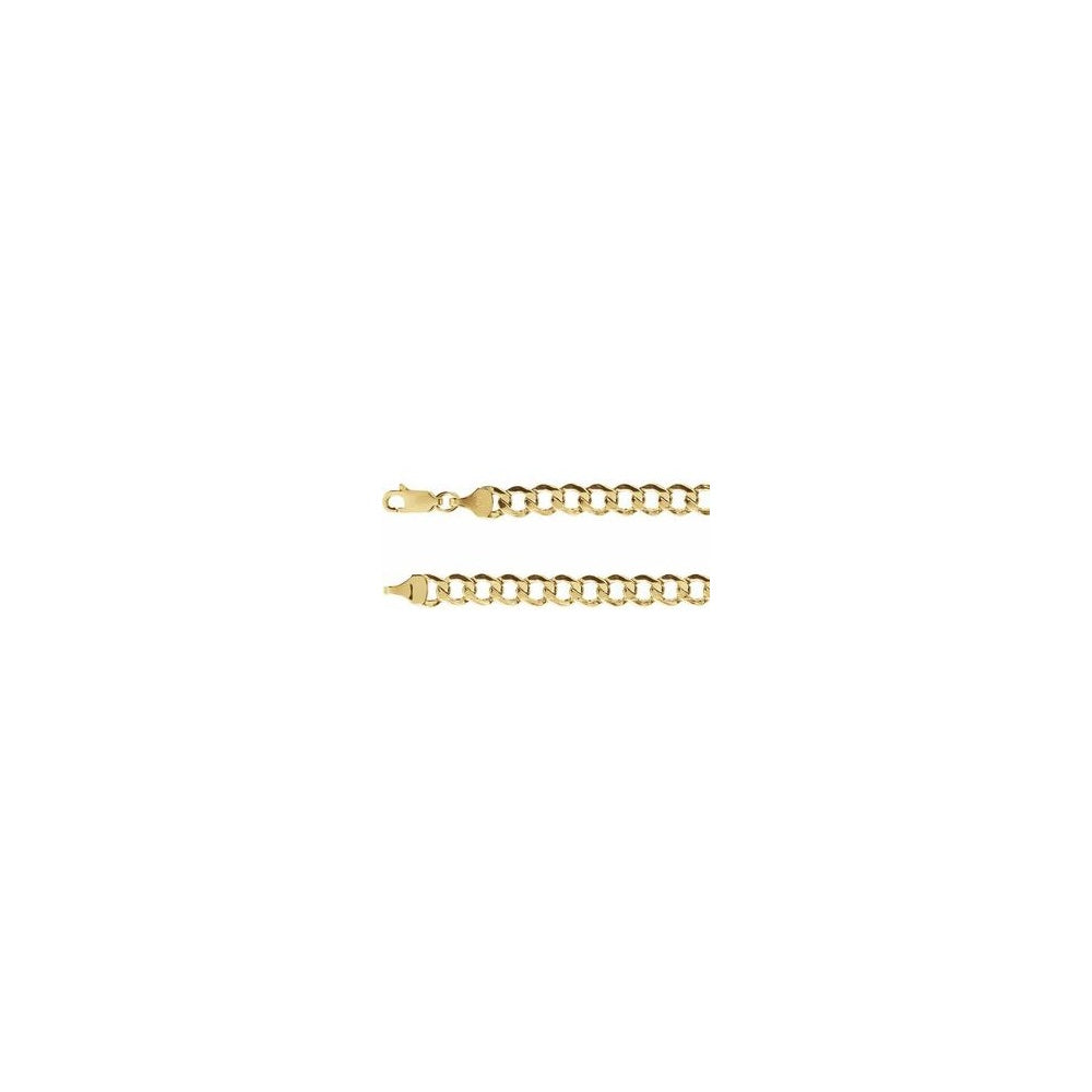 14K Yellow Gold 5.3 mm Hollow Curb Chain