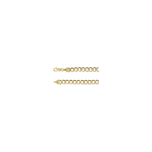 14K Yellow Gold 5.3 mm Hollow Curb Chain