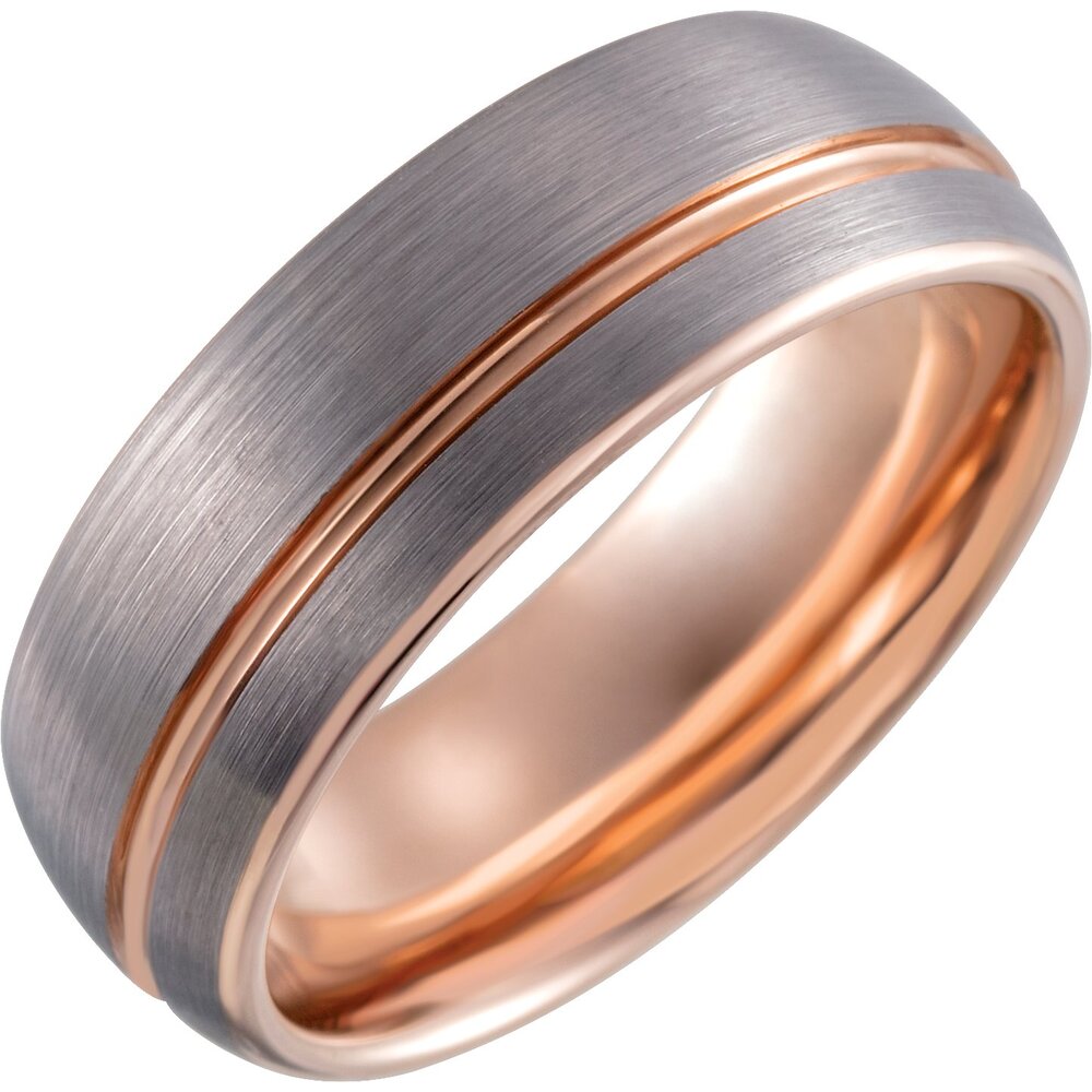 Grooved Half Round Comfort-Fit Band with Satin Finish (Tungsten)